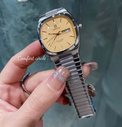 Ladies Omega Seamaster Vintage Quartz Movement 36MM Yellow Dial Lady Watch